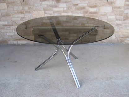 table chrome verre fumé