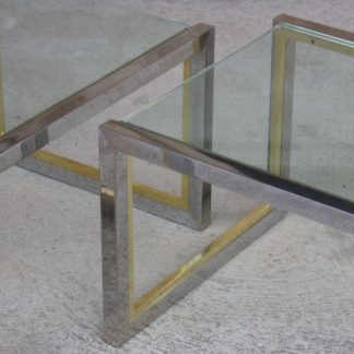 table basse chrome verre laiton